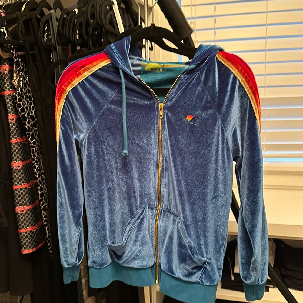 Aviator Nation velvet blue hoodie. Size small